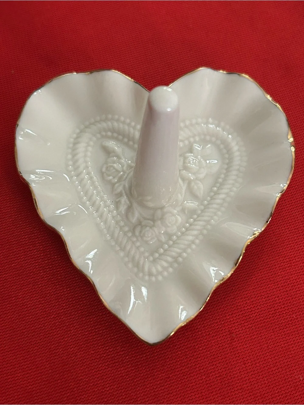 Lenox Cream Heart-Shaped Jewelry Dish with Gold Logo